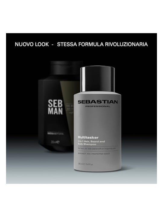 Sebastian Professionals Shampoo MULTITASKER 3 in 1 per uomo, capelli, barba e corpo, deterge e dona freschezza. 1000ml uomo