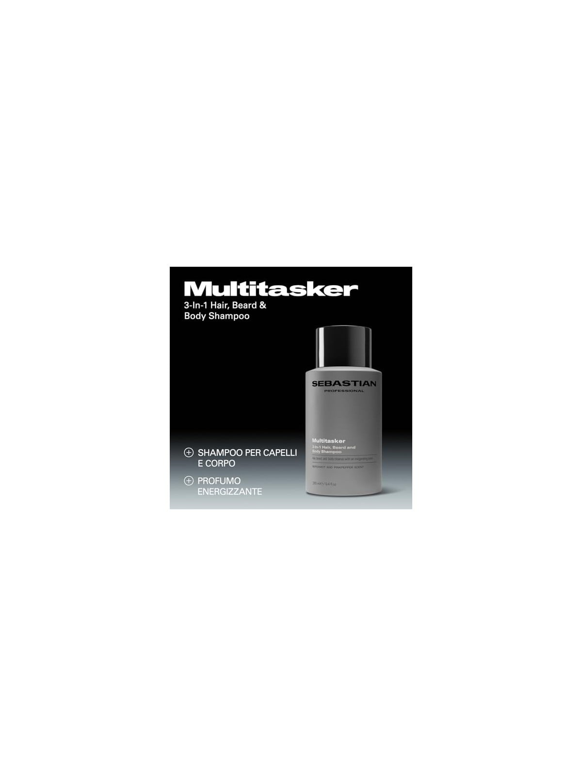 Sebastian Professionals Shampoo MULTITASKER 3 in 1 per uomo, capelli, barba e corpo, deterge e dona freschezza. 1000ml uomo