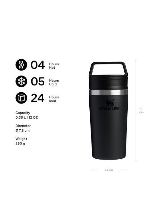Stanley 1913 Tazza da viaggio Café-To-Go da 350 ml, nera. unisex