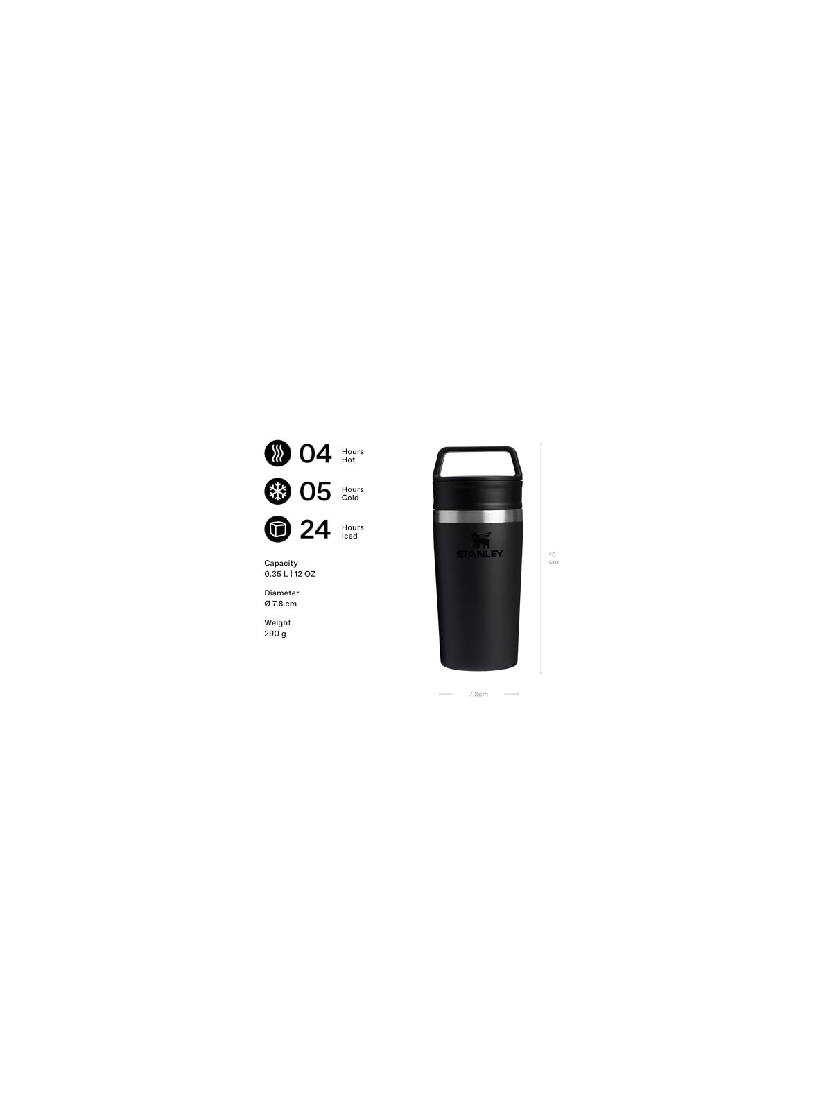 Stanley 1913 Tazza da viaggio Café-To-Go da 350 ml, nera. unisex