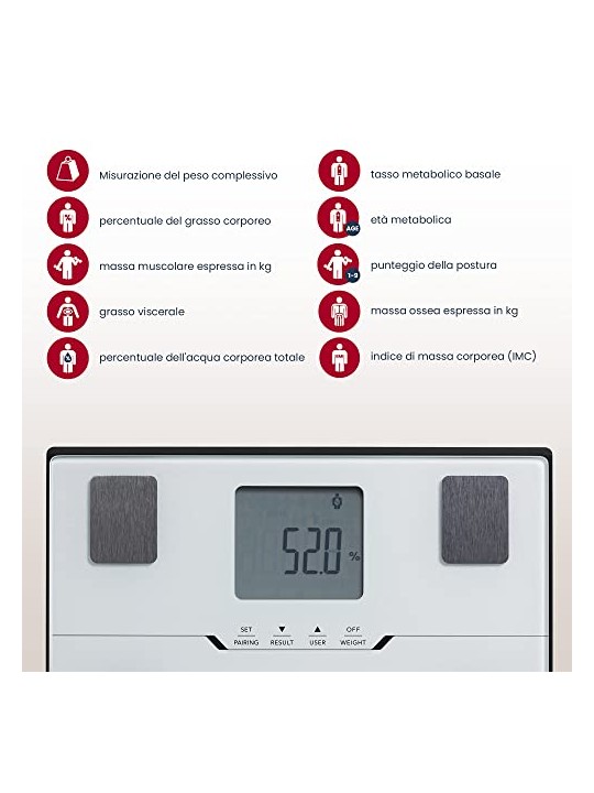 Tanita Bilancia personale intelligente con analisi corporea e connessione Bluetooth BC-401 bianca unisex