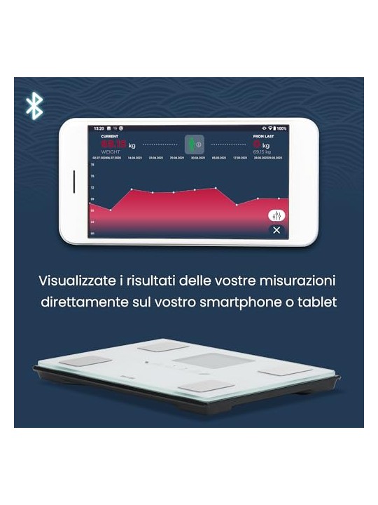 Tanita Bilancia personale intelligente con analisi corporea e connessione Bluetooth BC-401 bianca unisex