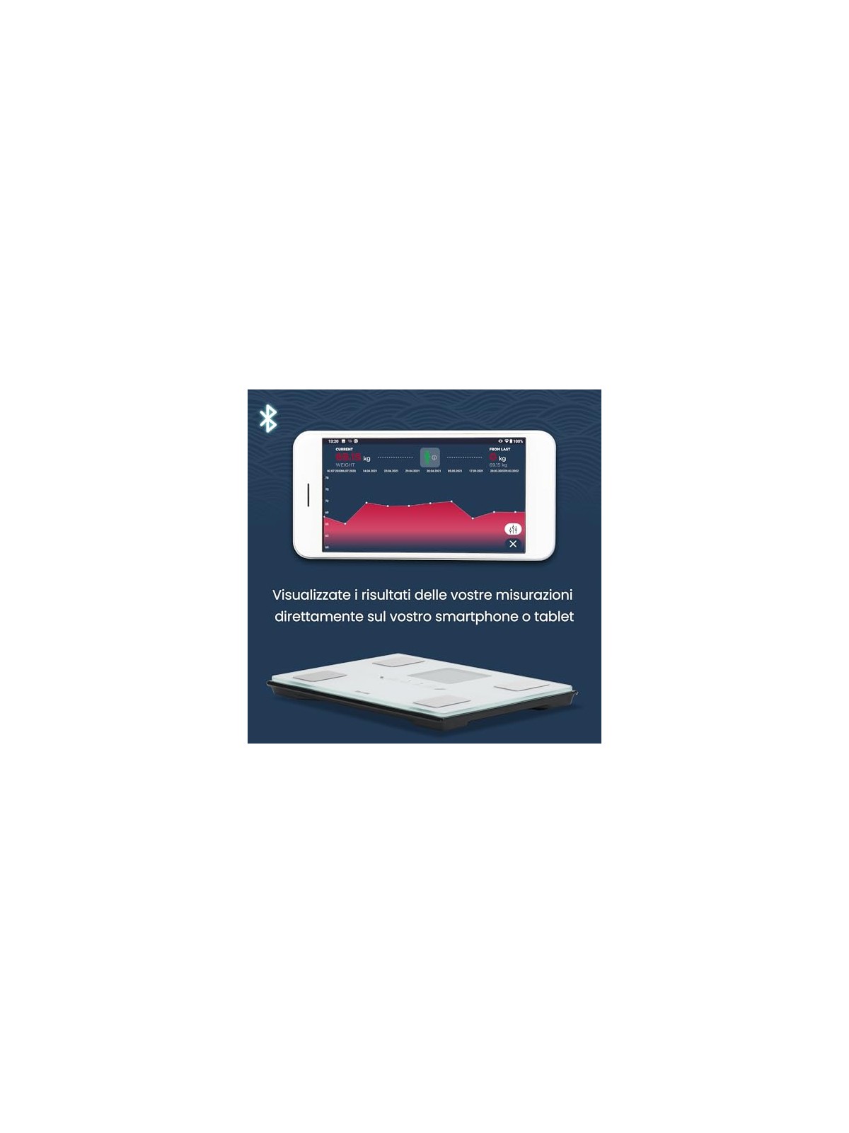 Tanita Bilancia personale intelligente con analisi corporea e connessione Bluetooth BC-401 bianca unisex