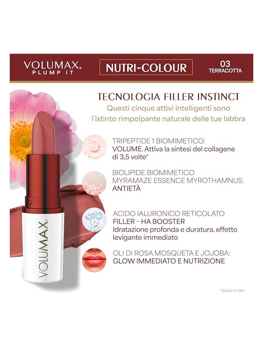 Volumax Trattamento labbra antietà PLUMP IT NUTRI-COLOUR n.03-Terracotta 4gr unisex