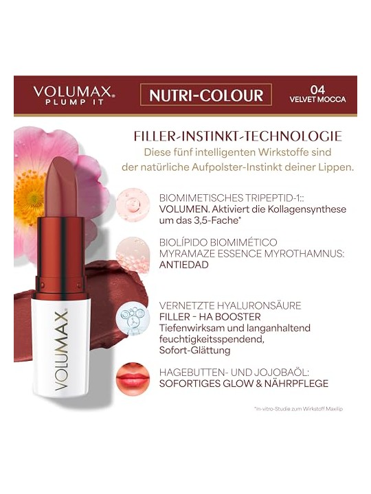 Volumax Trattamento labbra antietà PLUMP IT NUTRI-COLOUR n.04-Velvet Mocca 4gr unisex