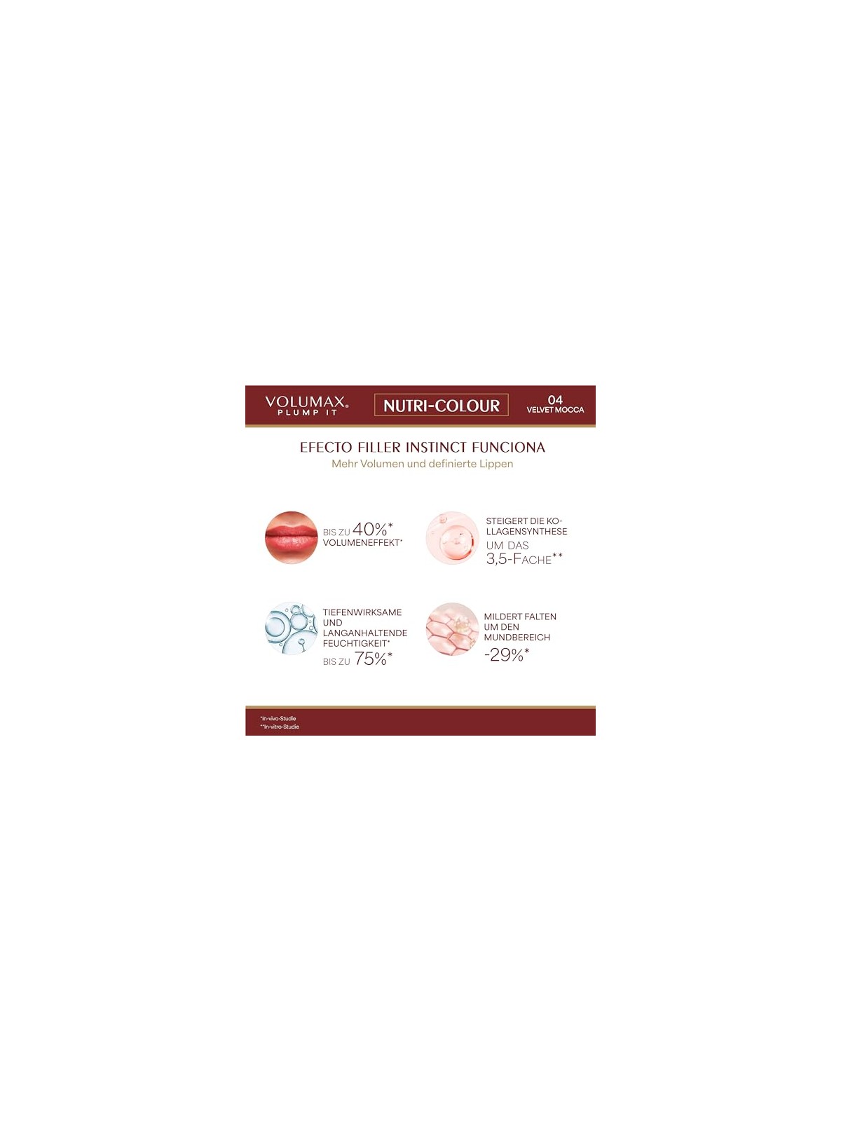 Volumax Trattamento labbra antietà PLUMP IT NUTRI-COLOUR n.04-Velvet Mocca 4gr unisex
