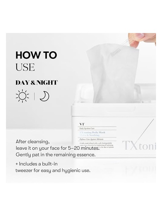 VT Cosmetics Maschera in tessuto illuminante Tx-Toning Daily Mask, 30 pezzi donna