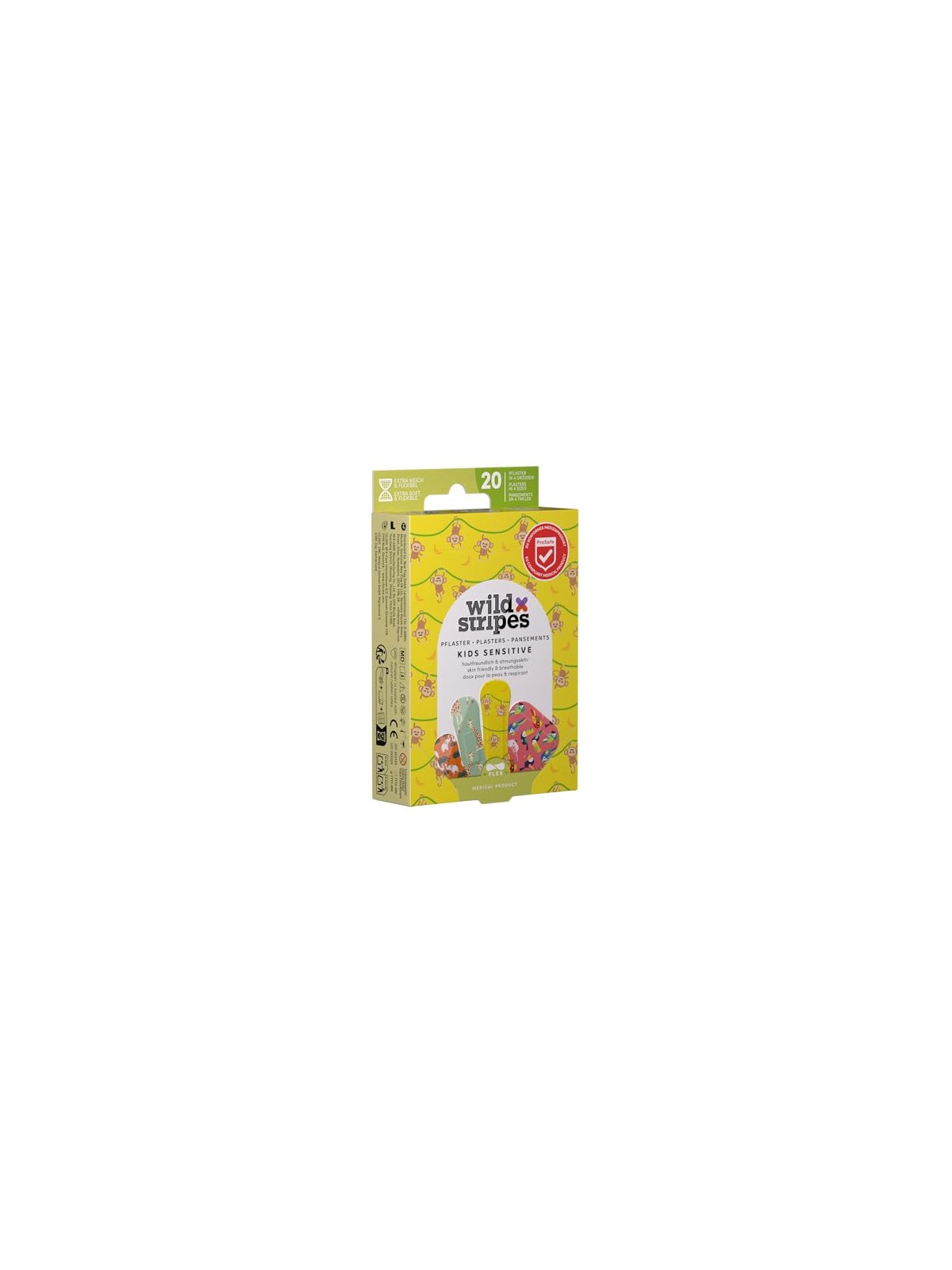 Wild Stripes Cerotti per pelli sensibili a tema giungla per bambini, 20 pezzi bambino