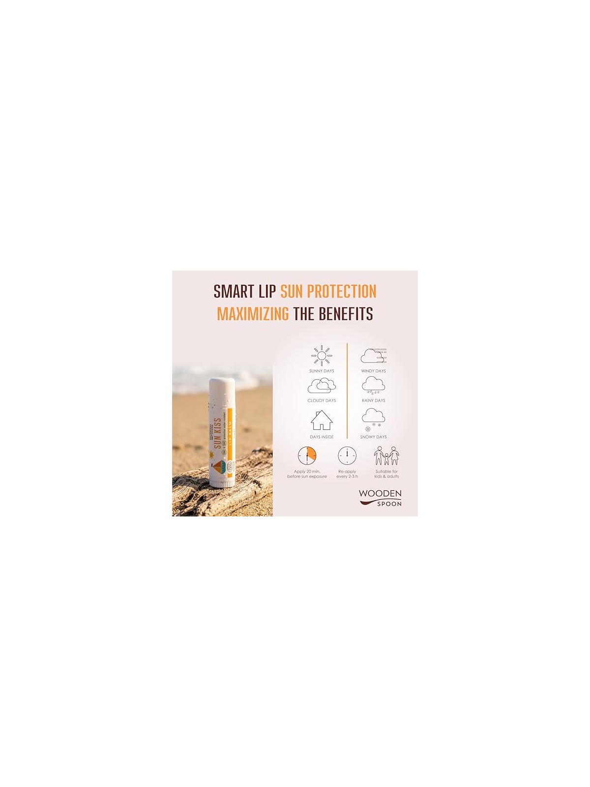 WoodenSpoon Balsamo labbra con protezione solare SPF 45 - 4,3 ml bambino