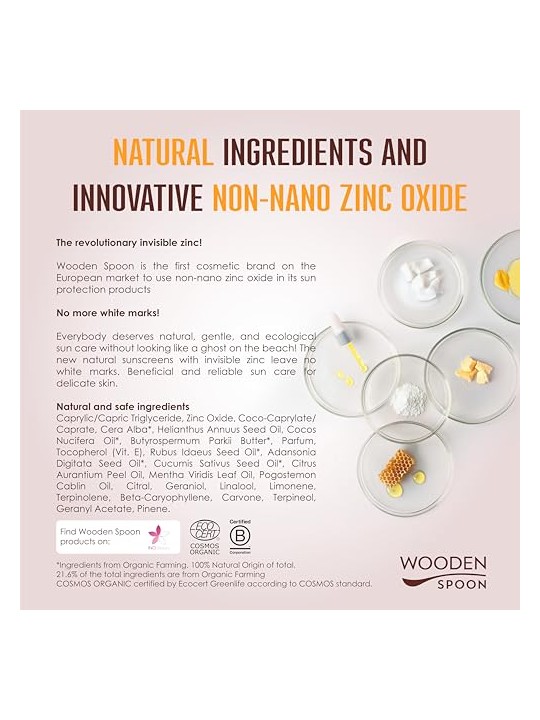 WoodenSpoon Crema solare per il viso a basso indice comedogenico SPF 35 - 100 ml unisex