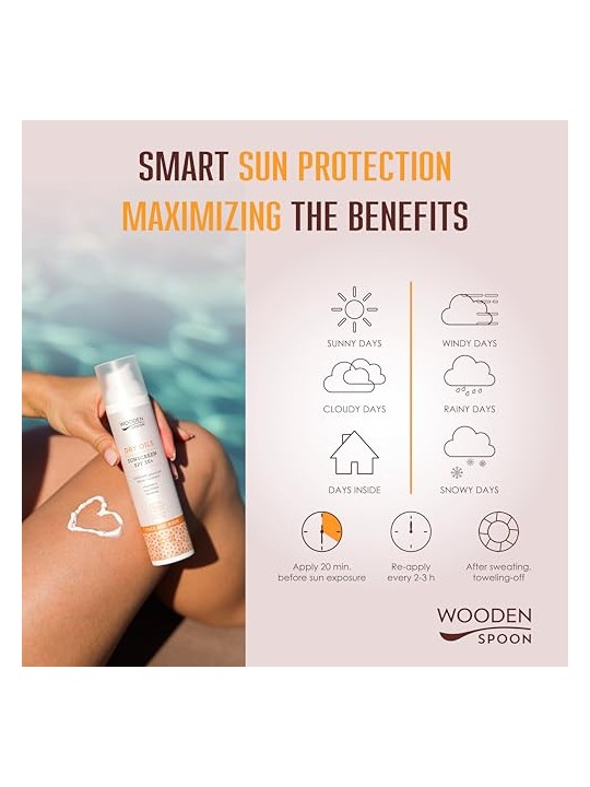 WoodenSpoon Crema solare per il viso a basso indice comedogenico SPF 35 - 100 ml unisex