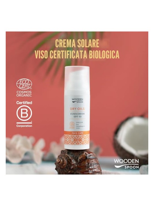 WoodenSpoon Crema solare per il viso a basso indice comedogenico SPF 50 - 50 ml unisex