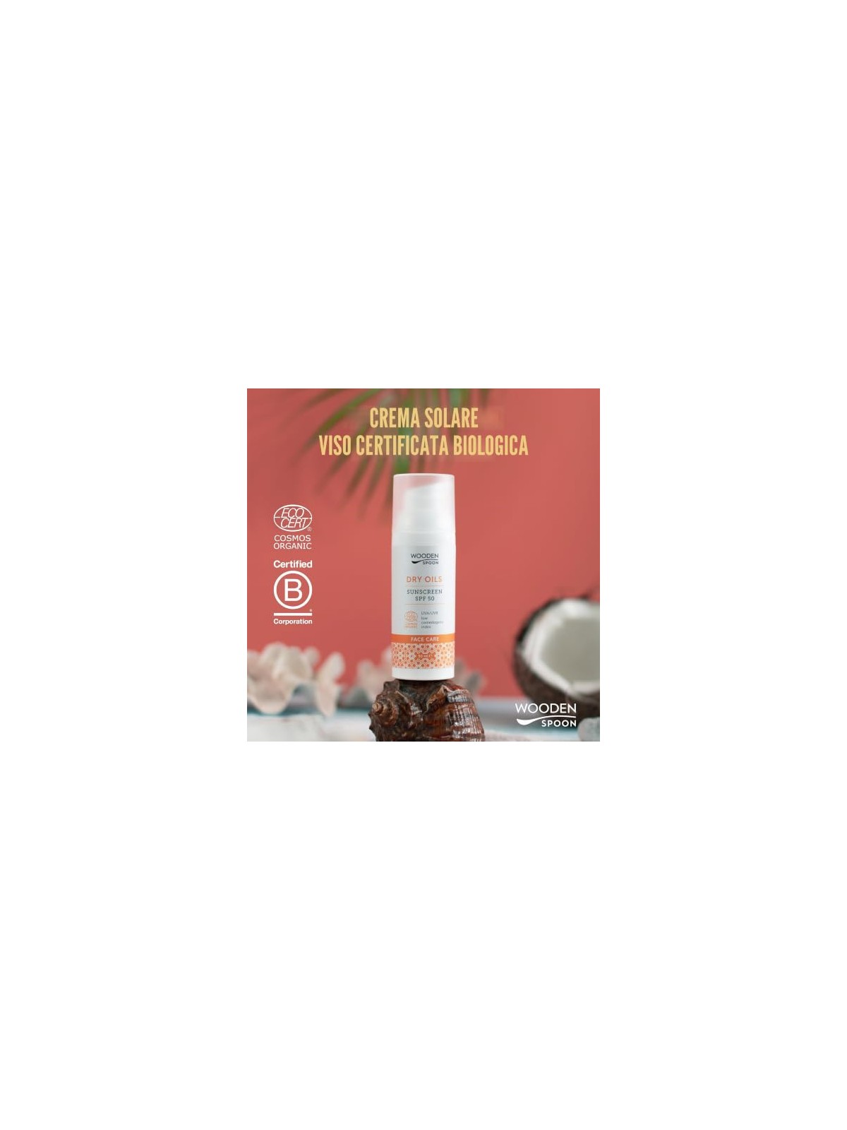 WoodenSpoon Crema solare per il viso a basso indice comedogenico SPF 50 - 50 ml unisex