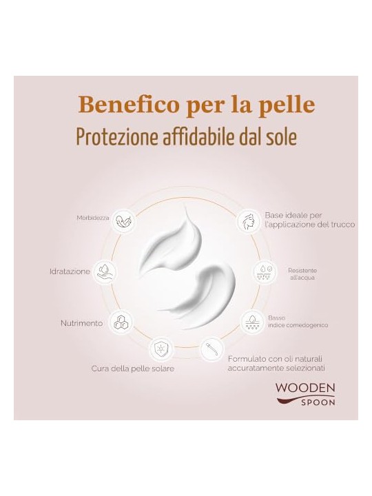 WoodenSpoon Crema solare per il viso a basso indice comedogenico SPF 50 - 50 ml unisex