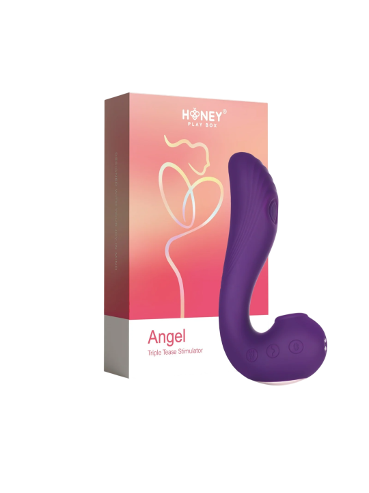 Honey Play Box Angel Clit Suckers G Spot Vibrator & Clit Licking Tongue 3-In-1 9 Vibrating + 9 Licking + 3 Sucking Modes ricaric
