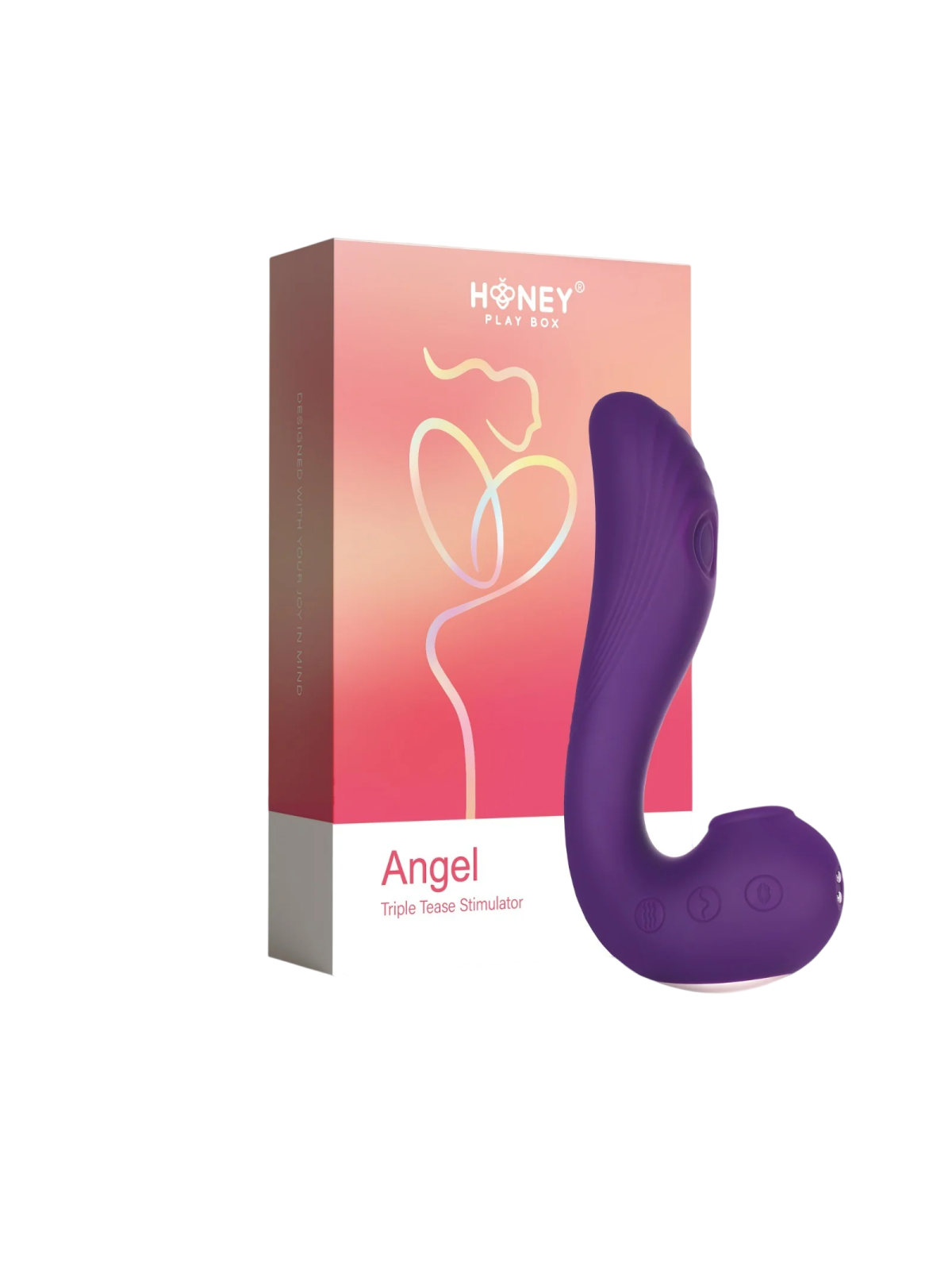 Honey Play Box Angel Clit Suckers G Spot Vibrator & Clit Licking Tongue 3-In-1 9 Vibrating + 9 Licking + 3 Sucking Modes ricaric