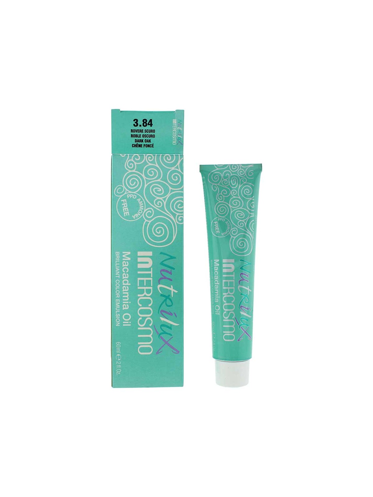 Intercosmo Nutrilux olio di macadamia tinta per capelli permanente 3.84 Dark Oak 60ml