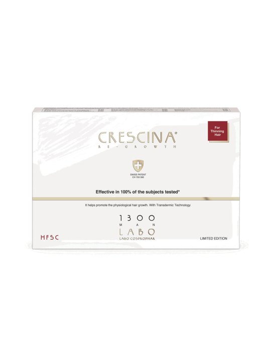 set Labo Suisse Crescina Transdermic HFSC 1300 per stimolare la crescita siero trattamento in fiale per cuoio capelluto uomo 5 p