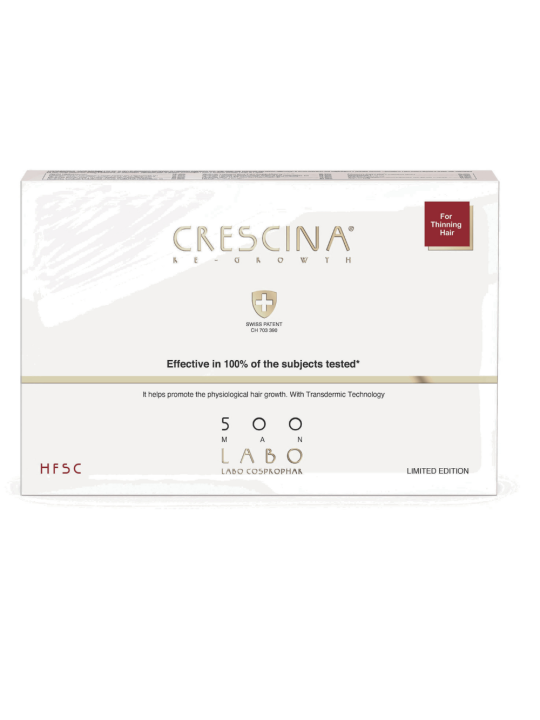 set Labo Suisse Crescina Transdermic HFSC 500 per stimolare la crescita siero trattamento in fiale per cuoio capelluto uomo 5 pc