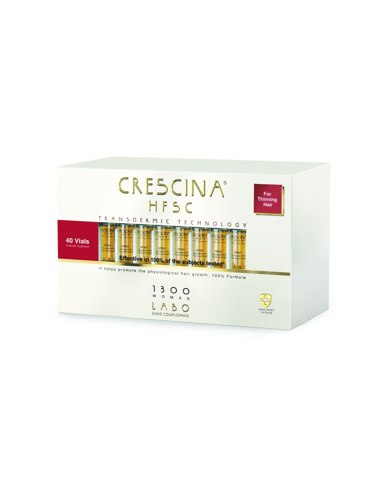 Labo Suisse Crescina Transdermic HFSC 1300 per stimolare la crescita siero trattamento in fiale per cuoio capelluto donna 40 pcs