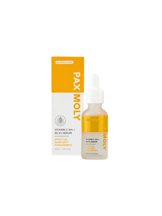PaxMoly Effective Dark Spot Management 15% Vitamina C + 5% B5 Brightening & Hydrating giorno e notte siero per viso 30ml donna