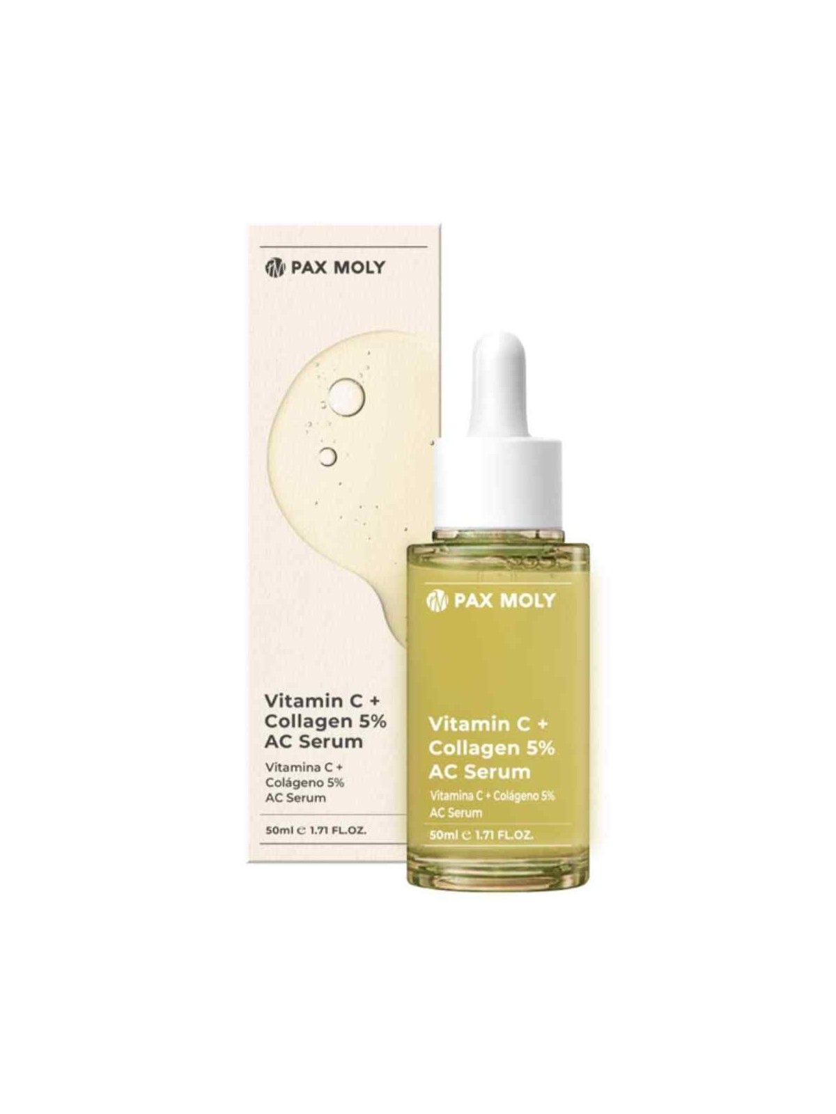 PaxMoly Ac Serum Vitamin C + Collagen 5% Hydrating & Brightening giorno e notte siero per viso 50ml donna