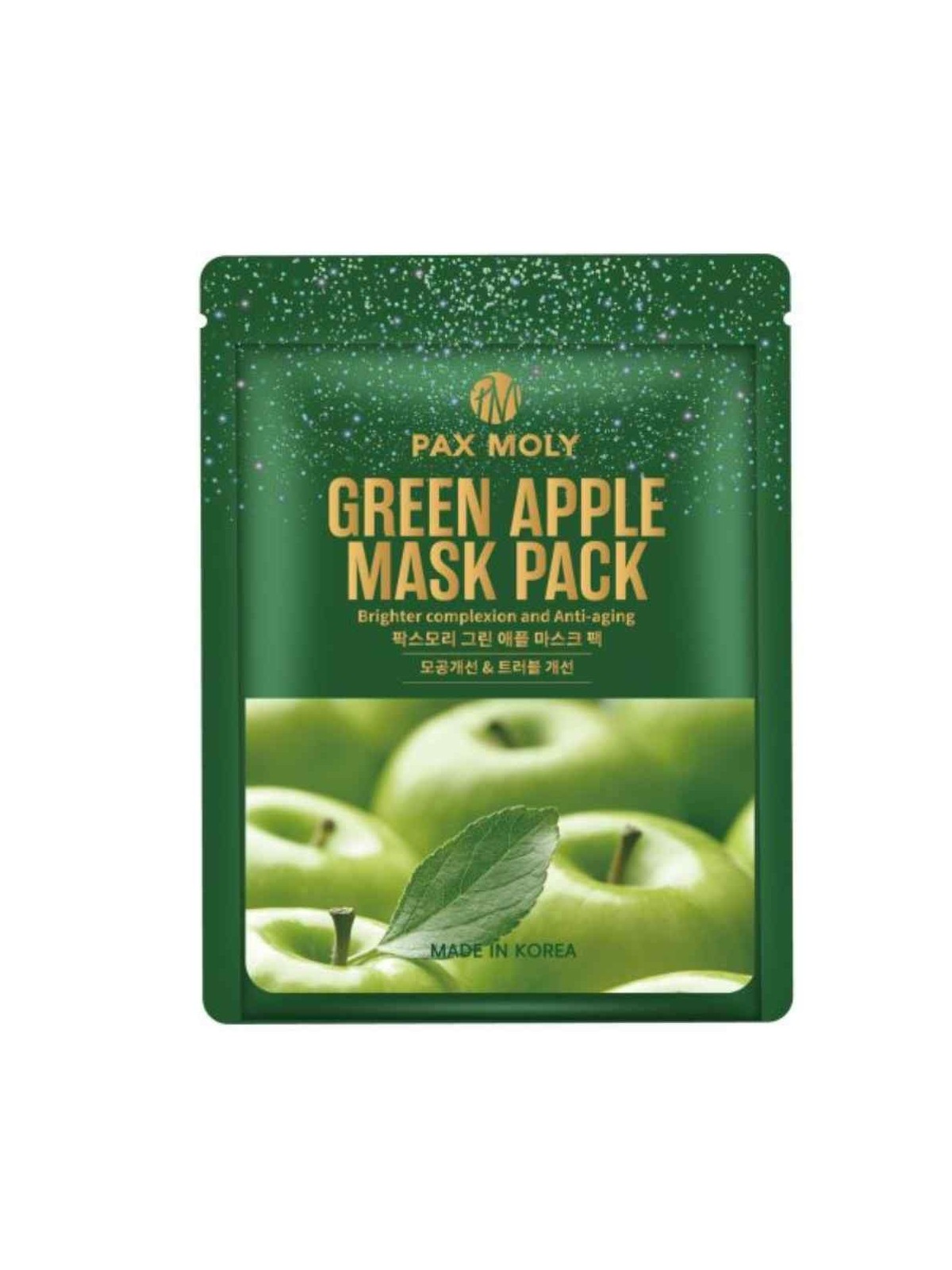 PaxMoly Green Apple illuminante maschera in tessuto per viso giorno e notte 25ml donna