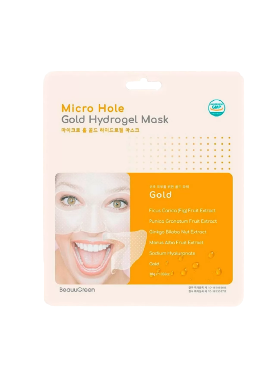 Beauugreen Gold Hydrogel Hydration & Elasticity maschera in tessuto per viso 23 g donna