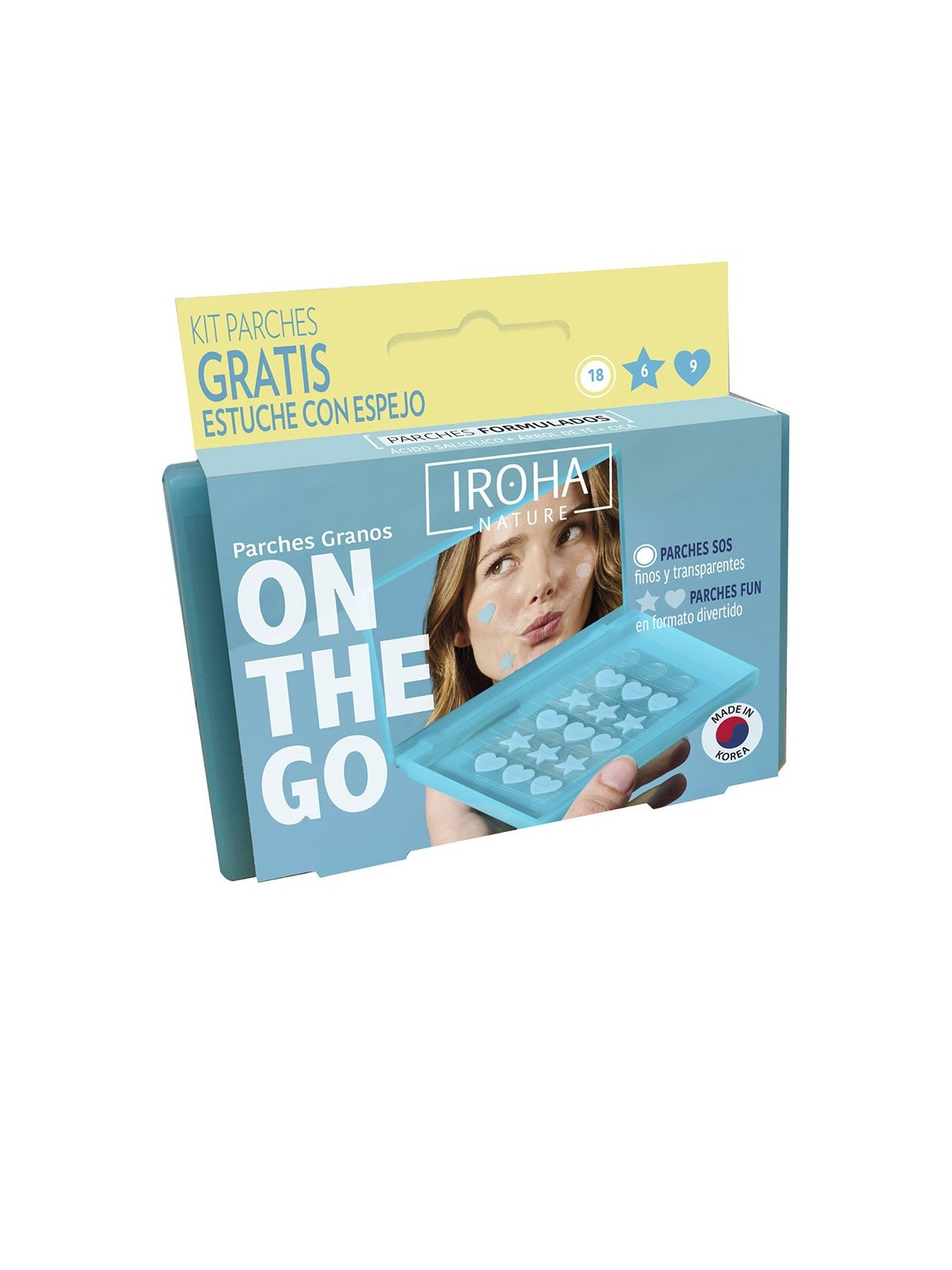 Iroha ON il GO KIT SOS cerotti per BEANS CASE 2 pcs SOS acne patches 18 units + FUN acne patches 15 units + Mirror 1 unit Unisex
