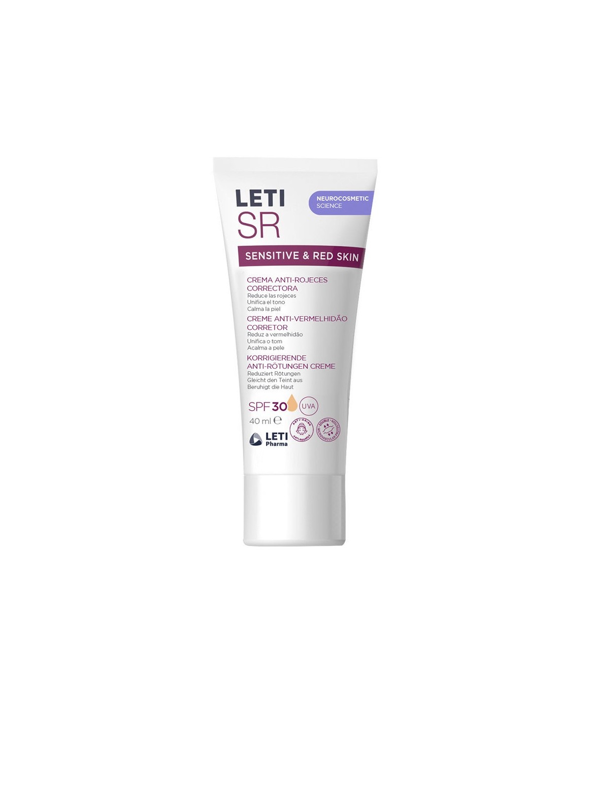 Leti Pharma LETISR sensibile & pelle rossa correttivo anti-rossore crema SPF30 40ml Unisex