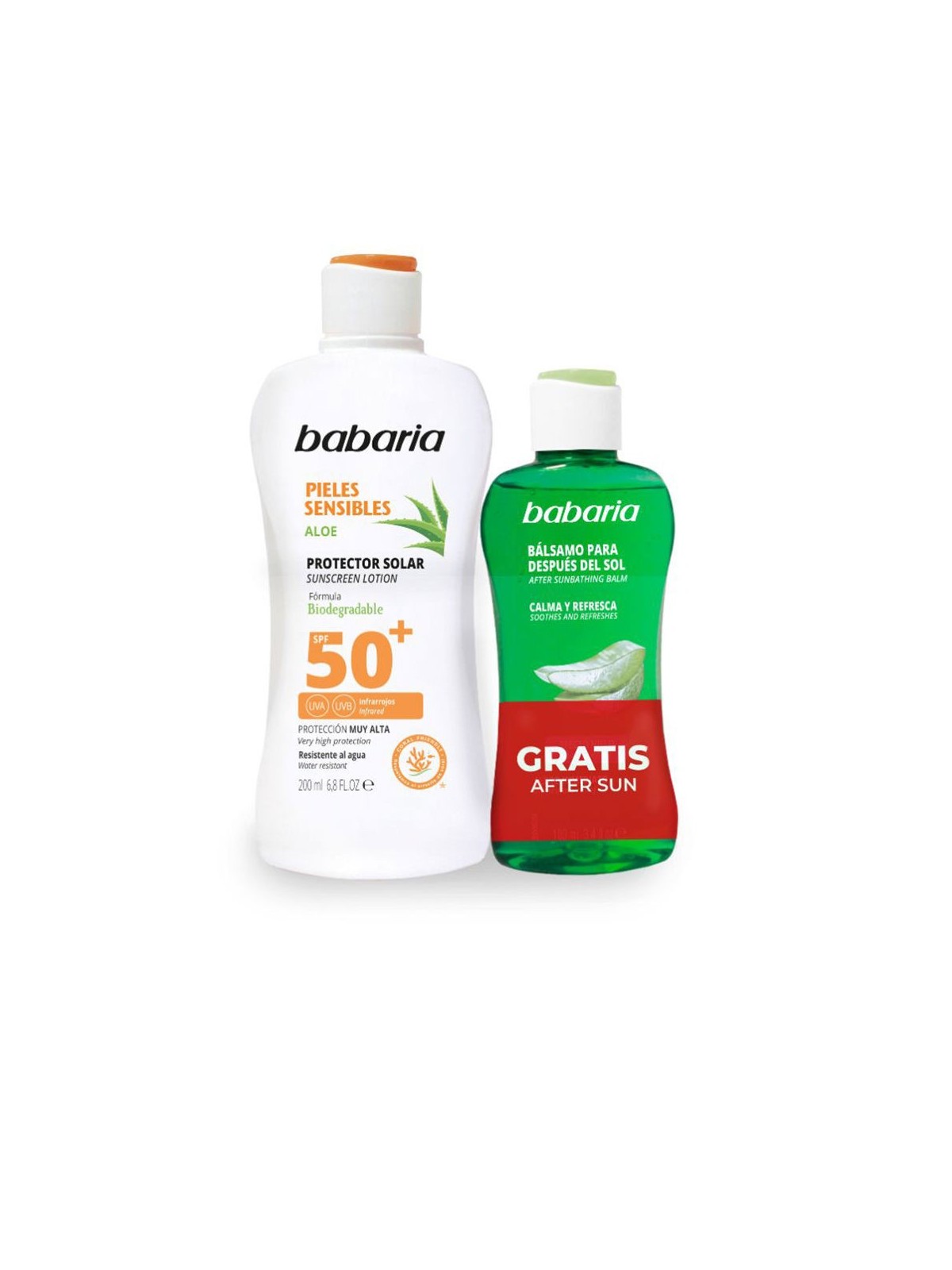Babaria SOLARE pelle sensibile SPF50+ astuccio 2 pz protector solar 200 ml + after sun 100 ml Unisex