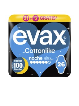 Evax simile cotone notte pads, wings, 26 unità Woman