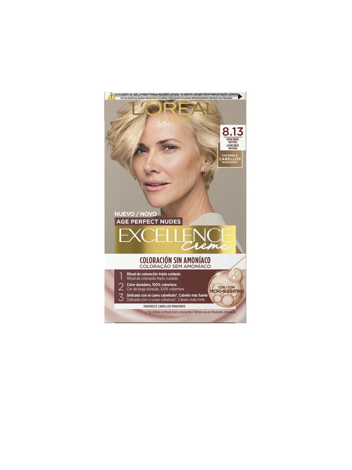 L'Oréal Paris eccellenza crema senza ammoniaca capelli colore con microcheratina N.8.13-Beige biondo 1 unità Unisex