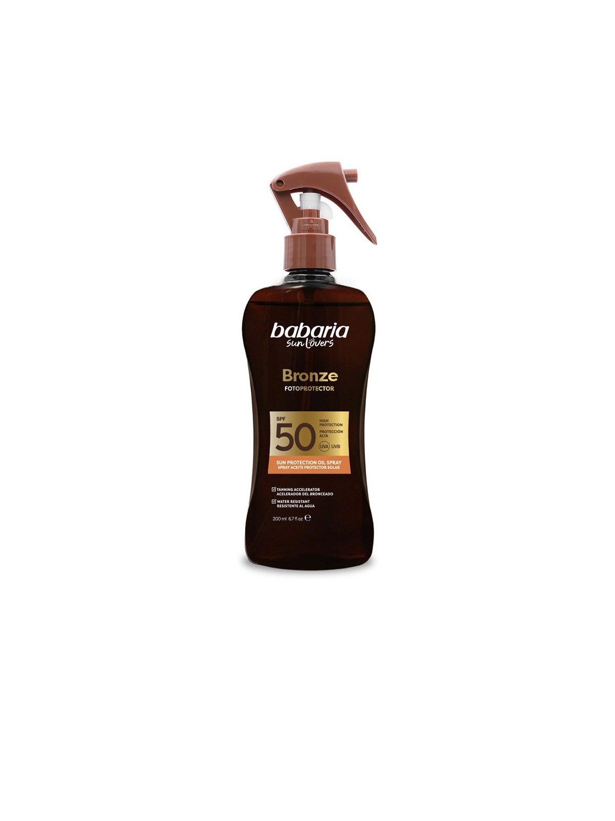 Babaria sole amanti bronzo spray olio protecor solar SPF50 200ml Unisex