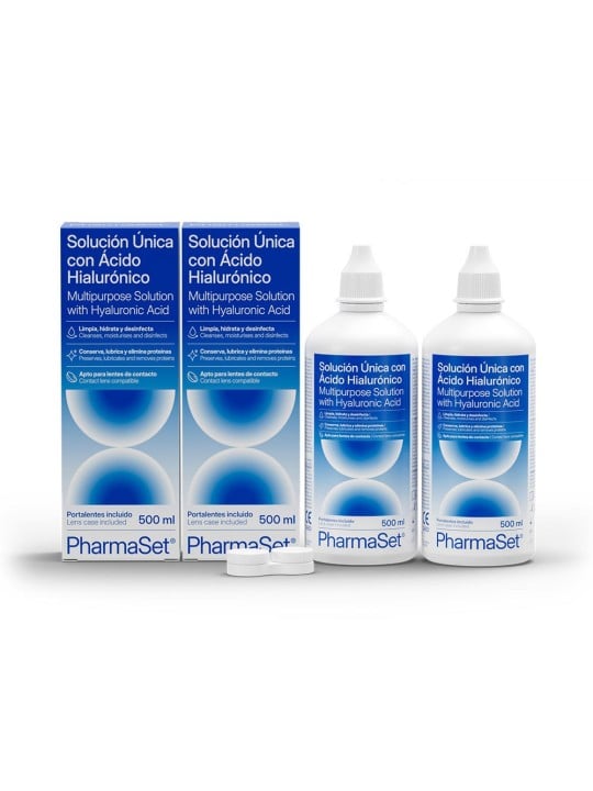 Pharmaset PHARMASET soluzione unica con acido ialuronico acido per lenti a contatto morbide lenti 2 x 500ml Unisex
