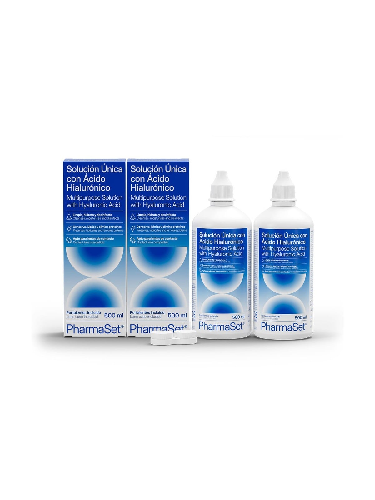 Pharmaset PHARMASET soluzione unica con acido ialuronico acido per lenti a contatto morbide lenti 2 x 500ml Unisex