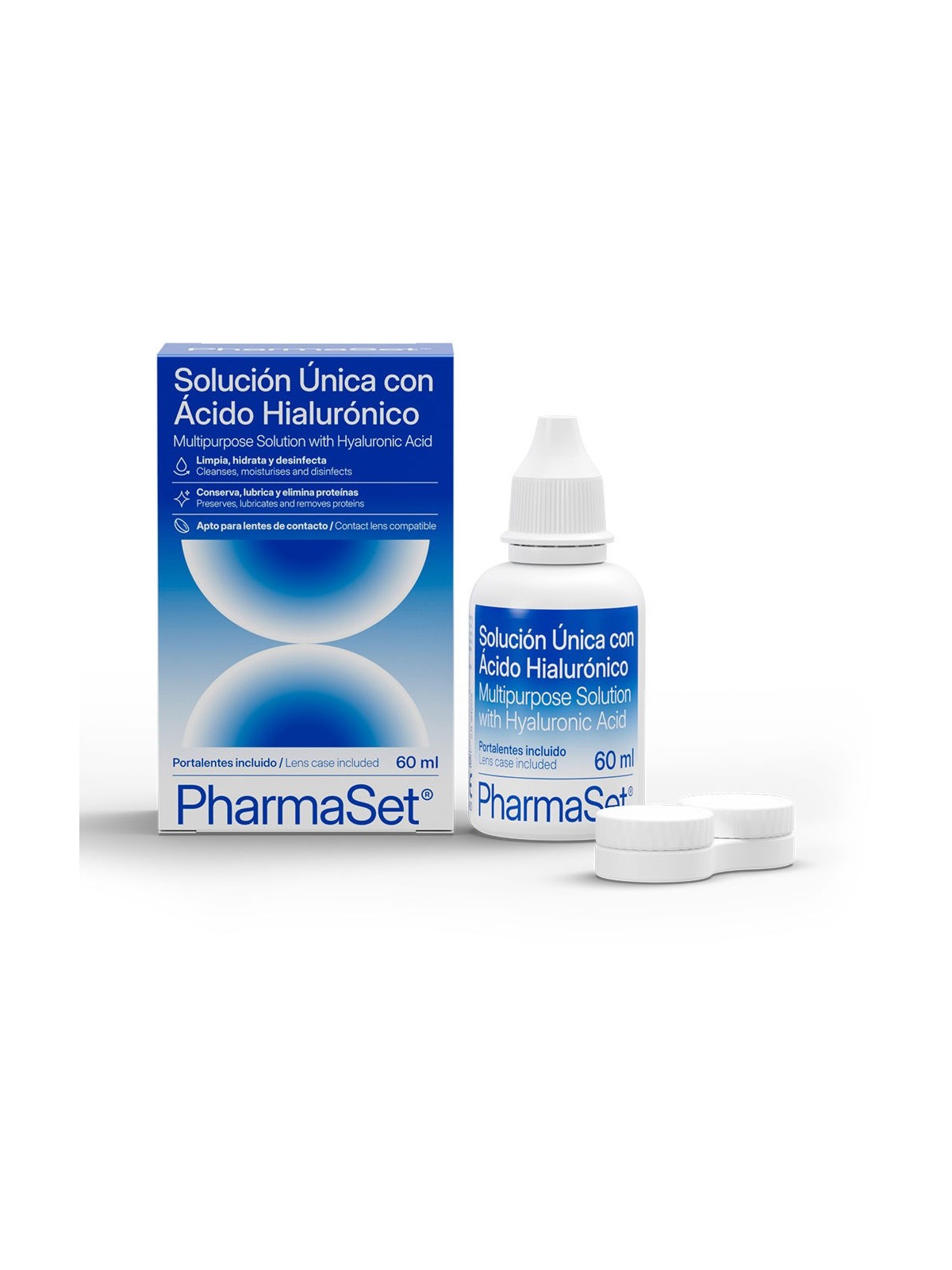 Pharmaset PHARMASET soluzione unica con acido ialuronico acido per lenti a contatto morbide lenti 60ml Unisex