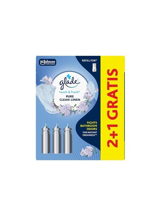 Glade Touch & Fresh Pure Clean Linen 2+1 - Sada náplní do osvěžovače vzduchu donna