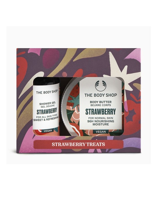 The Body Shop G1 Strawberry Giftset Shower Gel 60ml Body Butter 50ml Hand Cream 30ml 385ml