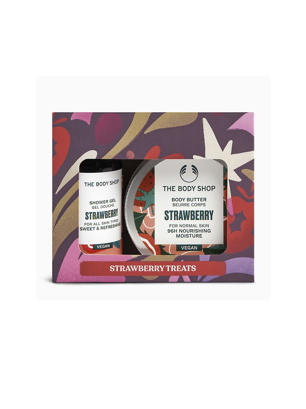 The Body Shop G1 Strawberry Giftset Shower Gel 60ml Body Butter 50ml Hand Cream 30ml 385ml