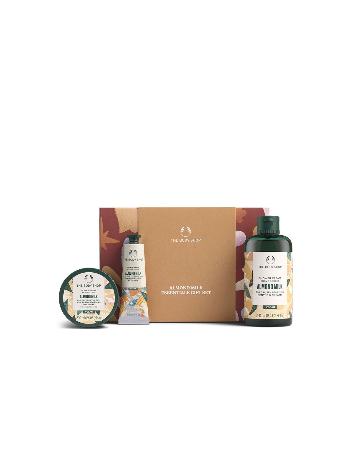 The Body Shop G3 Small Almond Milk Giftset Hand Cream 30ml Body Butter 50ml Shower Cream 60ml 630ml