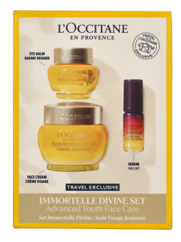 L'Occitane Immortelle Face Care Set Eye Balm 15ml Divine Cream 50ml Overnight Reset Oil 5ml 30ml