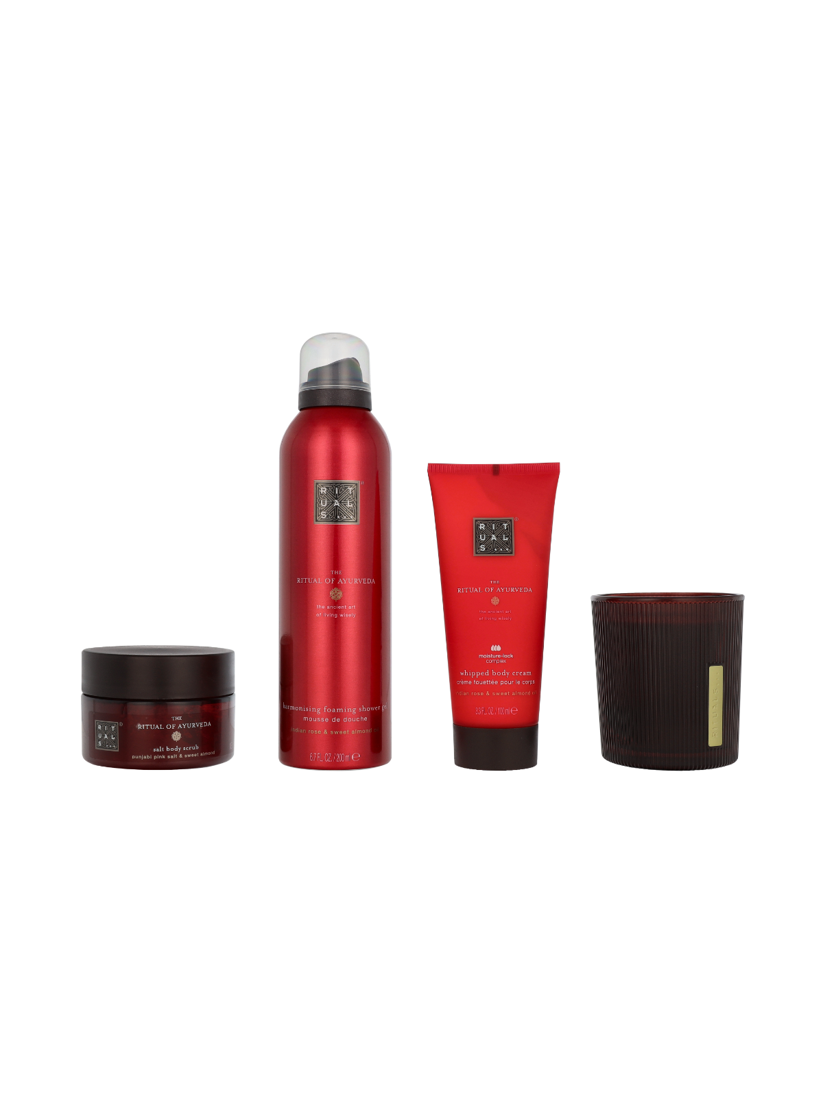 Rituals Ayurveda Medium Giftset Candle 140g Body Cream 100ml Body Scrub 125g Foaming Shower Gel 200ml 100ml