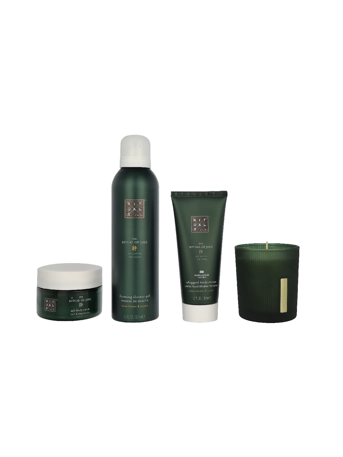 Rituals Jing Medium Giftset Scented Candle 140g Foaming Shower Gel 200ml Body Cream 100ml Body Scrub 125g 60piece