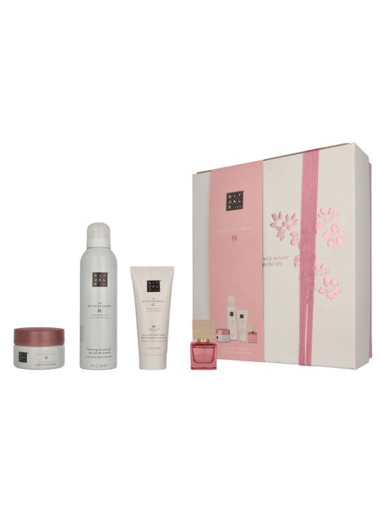 Rituals Sakura Medium Giftset Body Cream 100ml Body Scrub 125g Foaming Shower Gel  200ml Travel - Rêve de Hanami 15ml 565ml