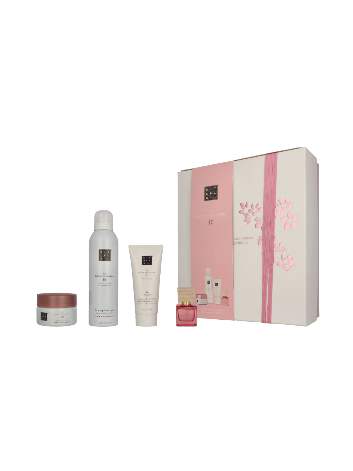 Rituals Sakura Medium Giftset Body Cream 100ml Body Scrub 125g Foaming Shower Gel  200ml Travel - Rêve de Hanami 15ml 565ml