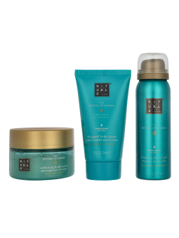Rituals Karma Trial Set Foaming Shower Gel 50ml Body Scrub 125g Body Cream 70ml 150ml