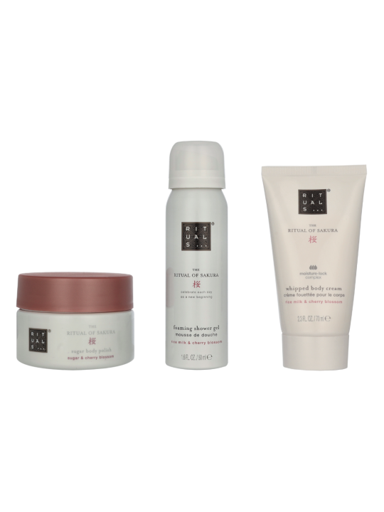 Rituals Sakura Trial Set Foaming Shower Gel 50ml Body Scrub 125g Body Cream 70ml 245ml