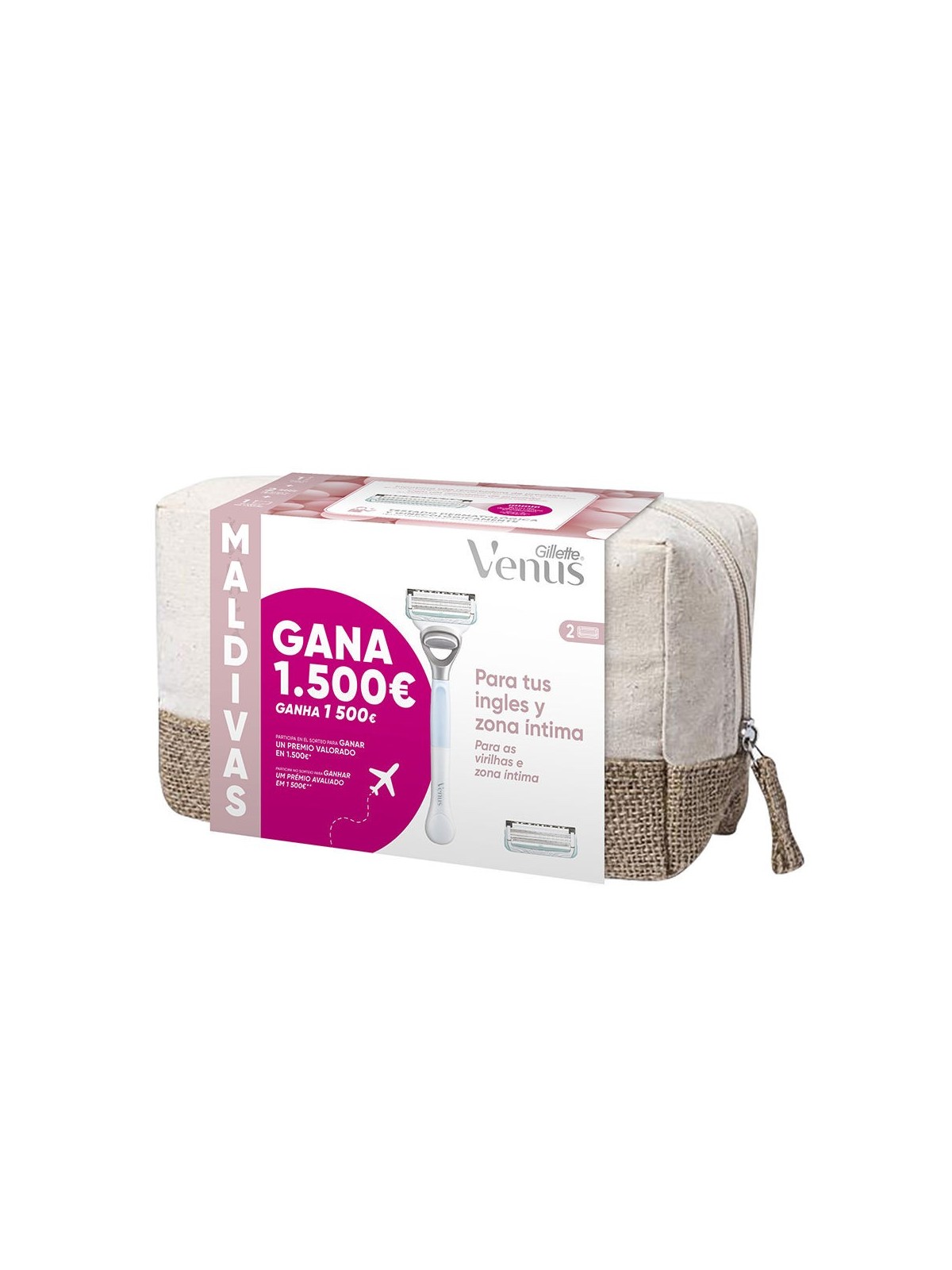 Gillette GILLETTE VENUS INTIMA MALDIVES borsa da toeletta rasoio + 2 ricariche Woman