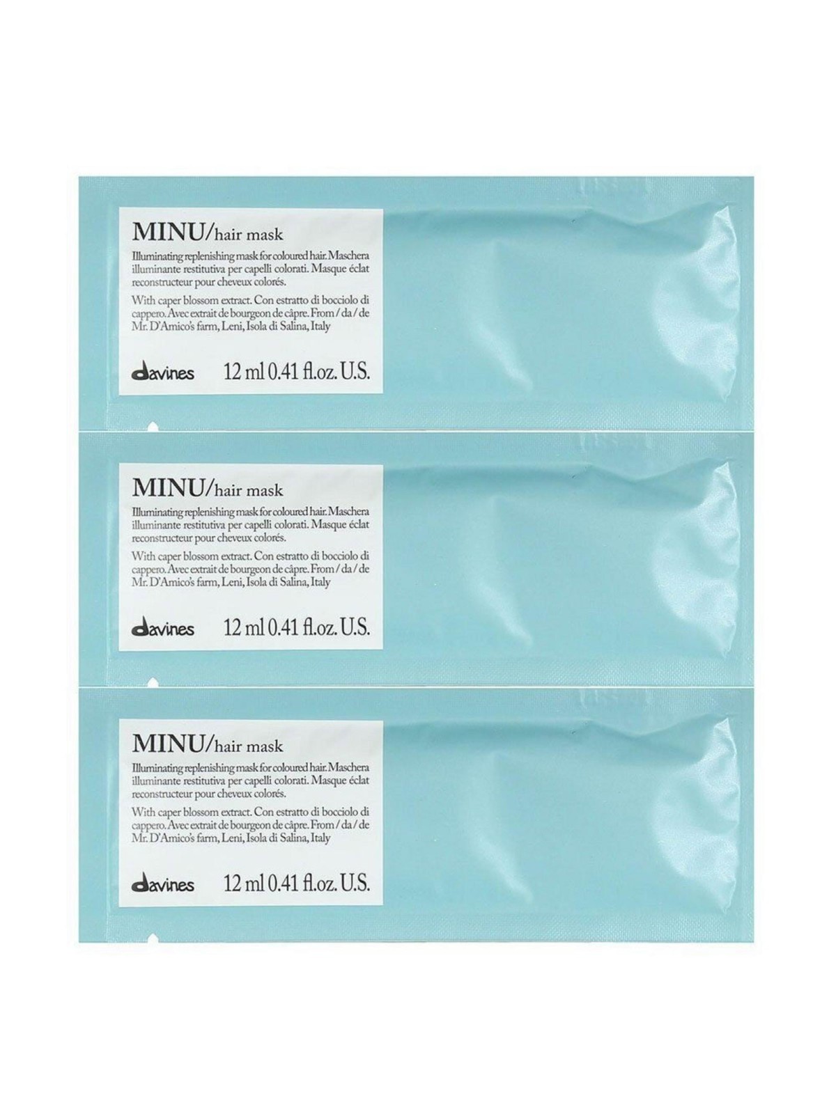 set Davines Minu maschera crema trattamento capelli illuminante 12 pcs 12ml None
